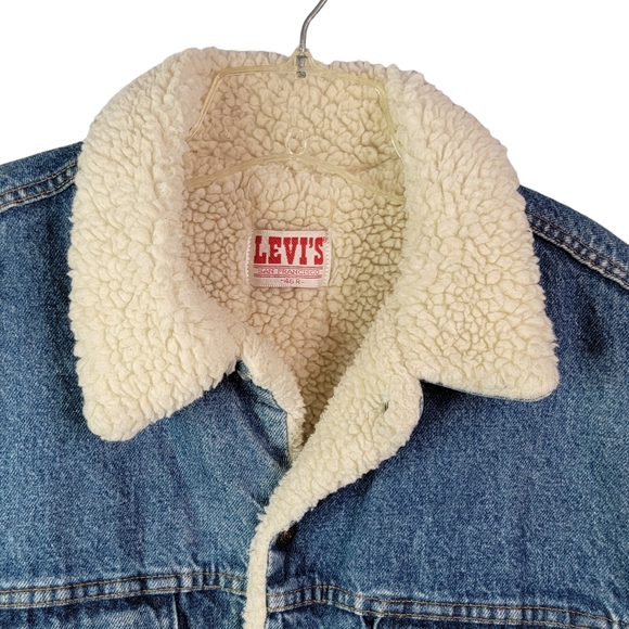 Levi's Type 3 Trucker Vintage USA Heavy Sherpa Lined Jean Jacket Coat 46R - Picture 3 of 16